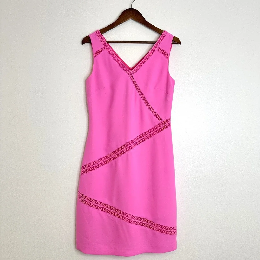 J. Crew Crochet Inlay Sheath‎ Dress Pink Size 6